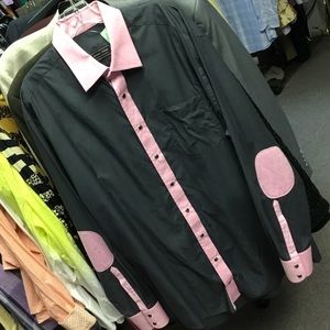 Patch elbow contrast cuff & collar dress shirt